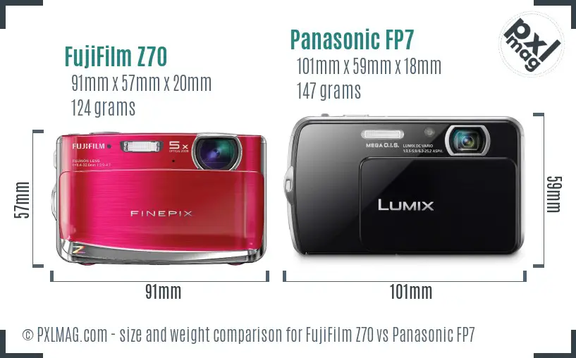 FujiFilm Z70 vs Panasonic FP7 size comparison