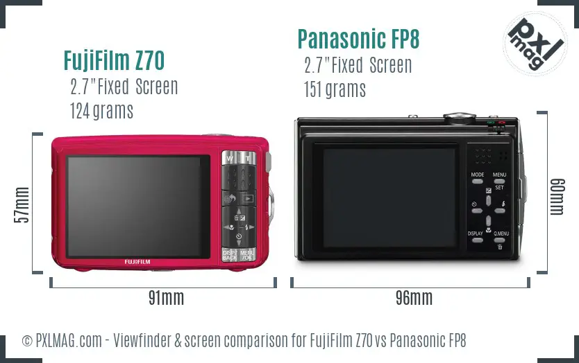 FujiFilm Z70 vs Panasonic FP8 Screen and Viewfinder comparison FujiFilm Z70 vs Panasonic FP8 Screen and Viewfinder comparison