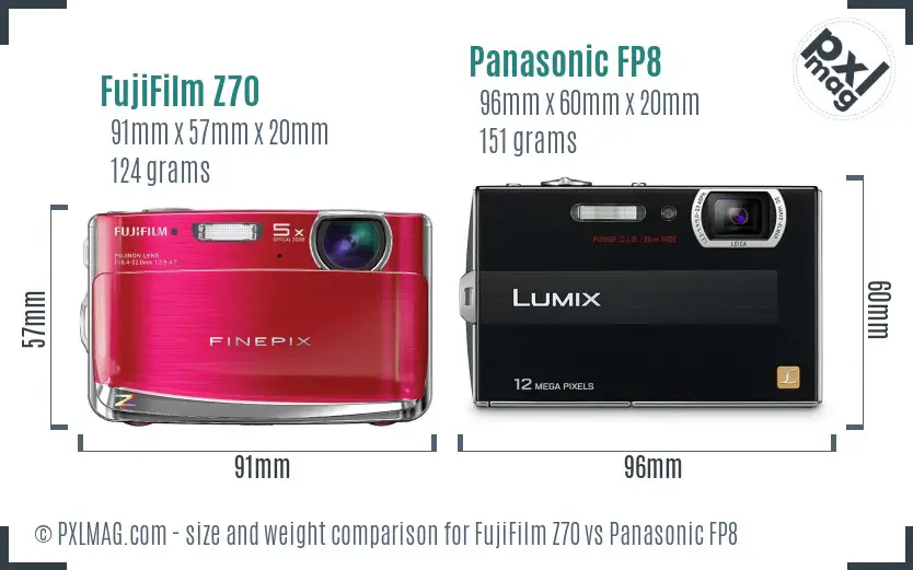 FujiFilm Z70 vs Panasonic FP8 size comparison FujiFilm Z70 vs Panasonic FP8 size comparison