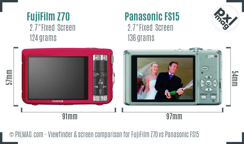 FujiFilm Z70 vs Panasonic FS15 Screen and Viewfinder comparison