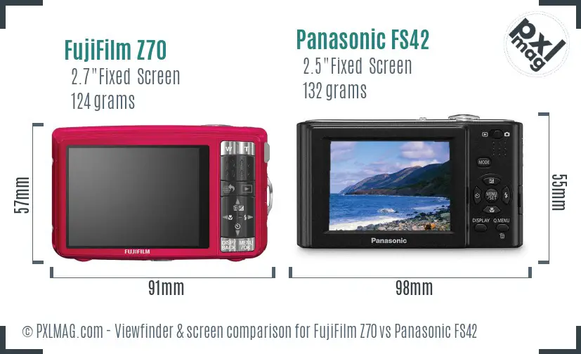 FujiFilm Z70 vs Panasonic FS42 Screen and Viewfinder comparison