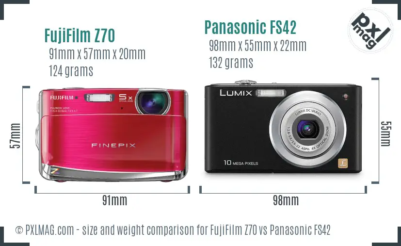 FujiFilm Z70 vs Panasonic FS42 size comparison