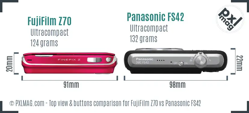 FujiFilm Z70 vs Panasonic FS42 top view buttons comparison