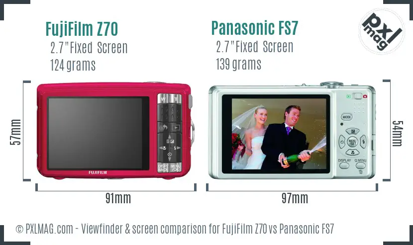 FujiFilm Z70 vs Panasonic FS7 Screen and Viewfinder comparison