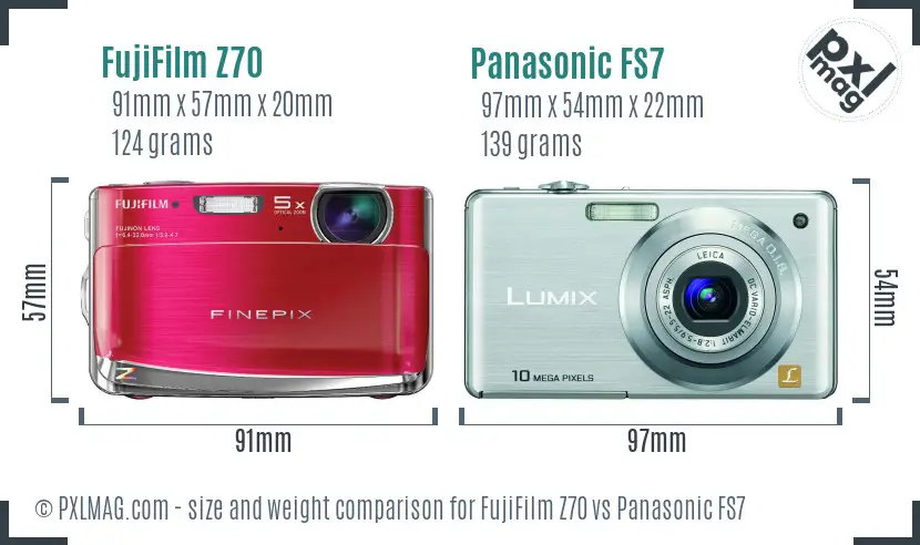 FujiFilm Z70 vs Panasonic FS7 size comparison
