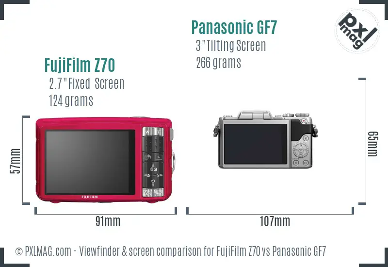 FujiFilm Z70 vs Panasonic GF7 Screen and Viewfinder comparison