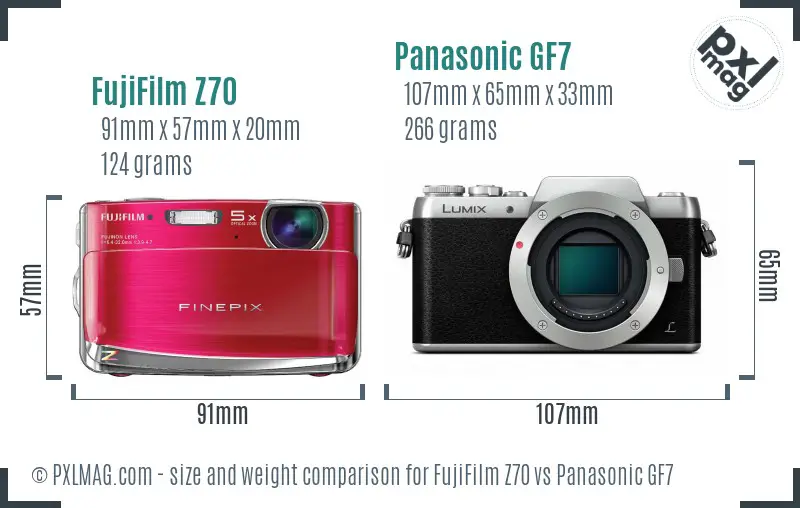 FujiFilm Z70 vs Panasonic GF7 size comparison