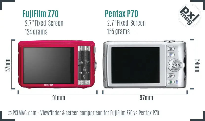 FujiFilm Z70 vs Pentax P70 Screen and Viewfinder comparison FujiFilm Z70 vs Pentax P70 Screen and Viewfinder comparison