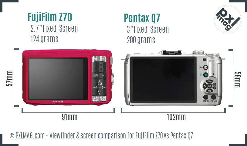 FujiFilm Z70 vs Pentax Q7 Screen and Viewfinder comparison