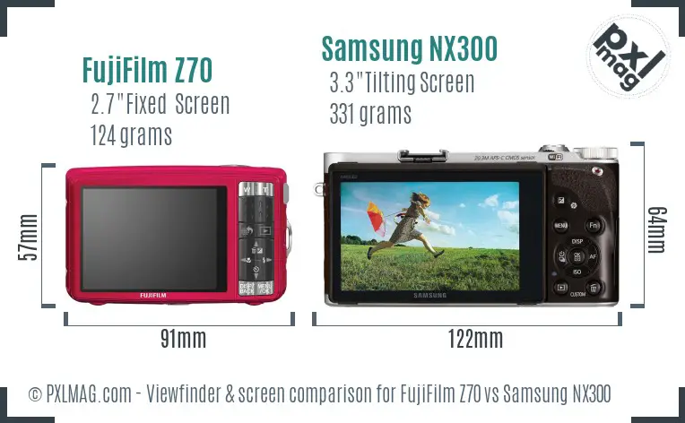 FujiFilm Z70 vs Samsung NX300 Screen and Viewfinder comparison