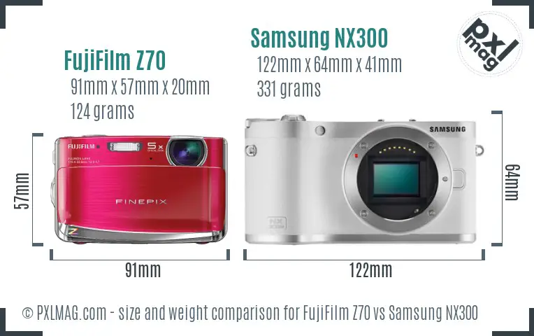 FujiFilm Z70 vs Samsung NX300 size comparison