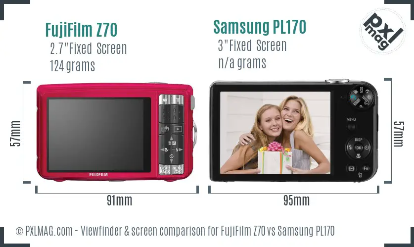 FujiFilm Z70 vs Samsung PL170 Screen and Viewfinder comparison