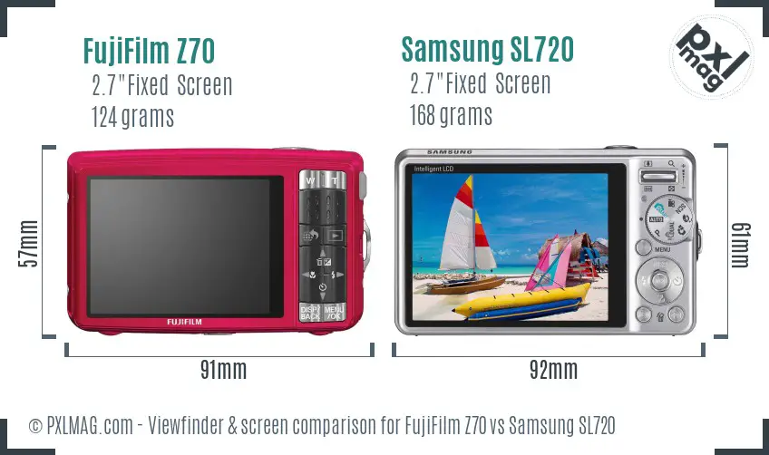 FujiFilm Z70 vs Samsung SL720 Screen and Viewfinder comparison FujiFilm Z70 vs Samsung SL720 Screen and Viewfinder comparison