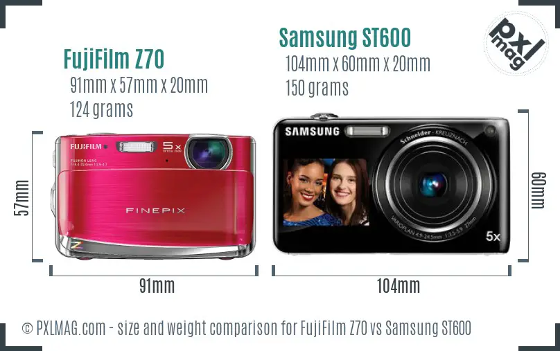 FujiFilm Z70 vs Samsung ST600 size comparison