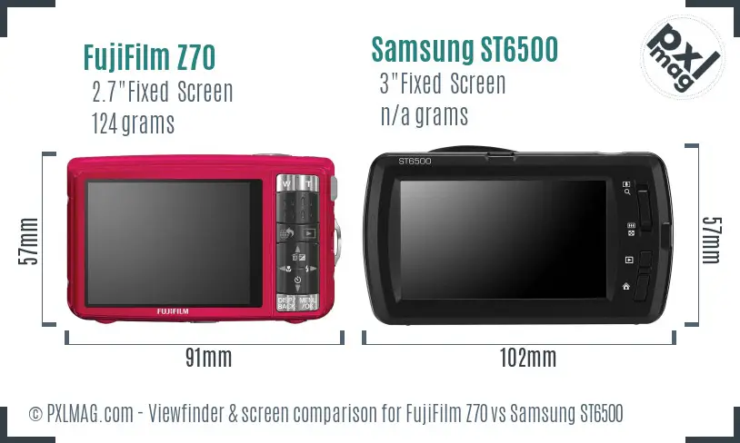 FujiFilm Z70 vs Samsung ST6500 Screen and Viewfinder comparison FujiFilm Z70 vs Samsung ST6500 Screen and Viewfinder comparison