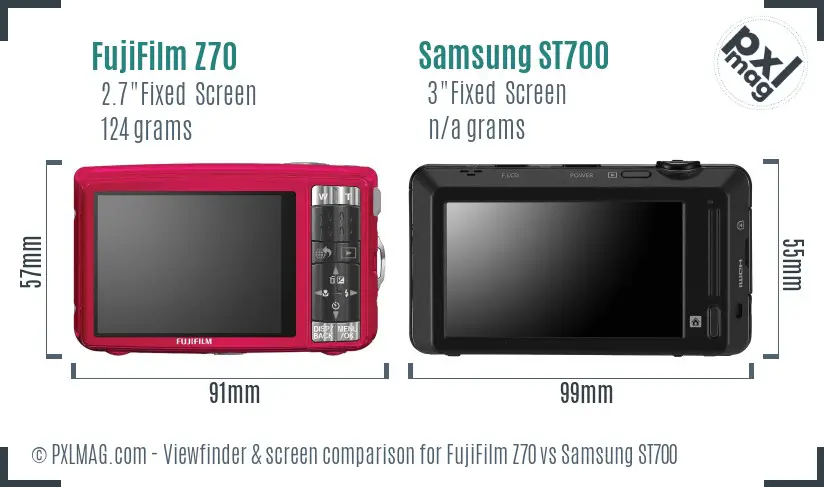 FujiFilm Z70 vs Samsung ST700 Screen and Viewfinder comparison