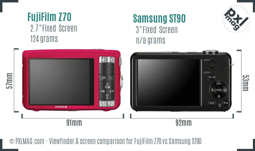 FujiFilm Z70 vs Samsung ST90 Screen and Viewfinder comparison