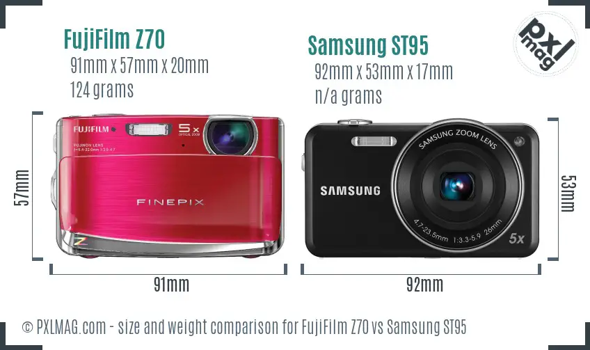 FujiFilm Z70 vs Samsung ST95 size comparison FujiFilm Z70 vs Samsung ST95 size comparison