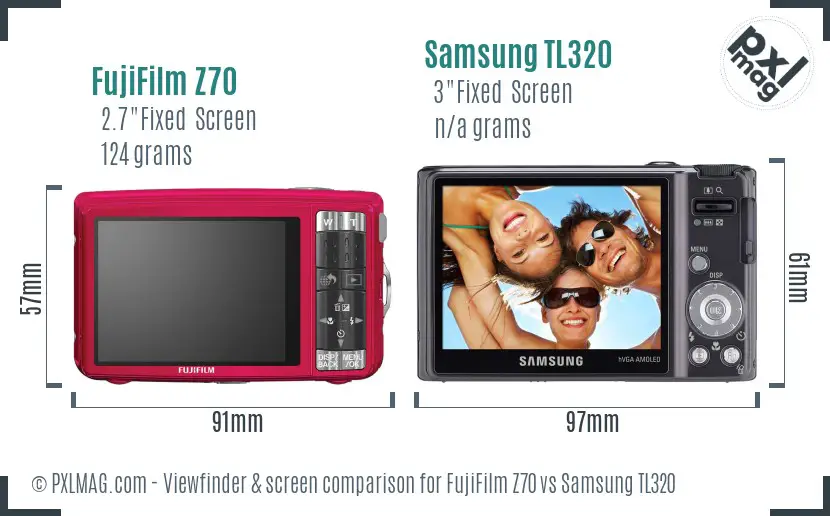FujiFilm Z70 vs Samsung TL320 Screen and Viewfinder comparison