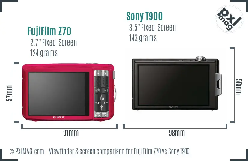 FujiFilm Z70 vs Sony T900 Screen and Viewfinder comparison