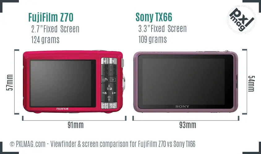 FujiFilm Z70 vs Sony TX66 Screen and Viewfinder comparison