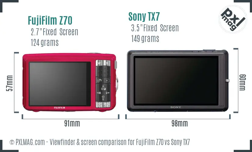 FujiFilm Z70 vs Sony TX7 Screen and Viewfinder comparison