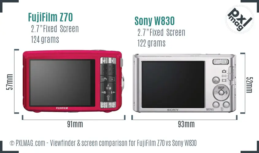 FujiFilm Z70 vs Sony W830 Screen and Viewfinder comparison FujiFilm Z70 vs Sony W830 Screen and Viewfinder comparison