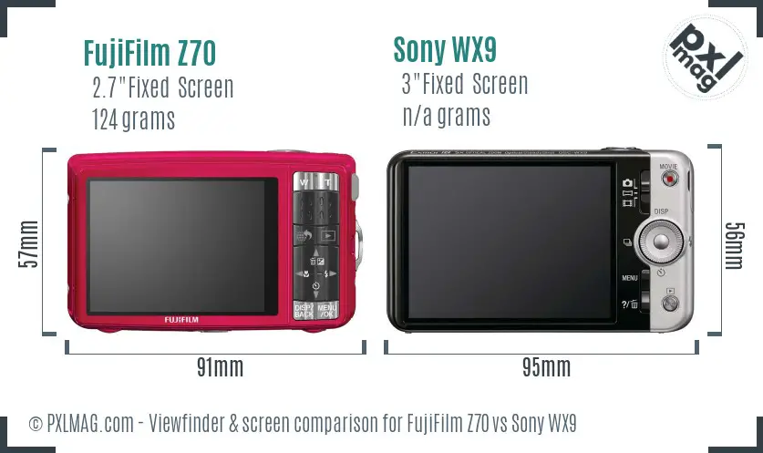 FujiFilm Z70 vs Sony WX9 Screen and Viewfinder comparison