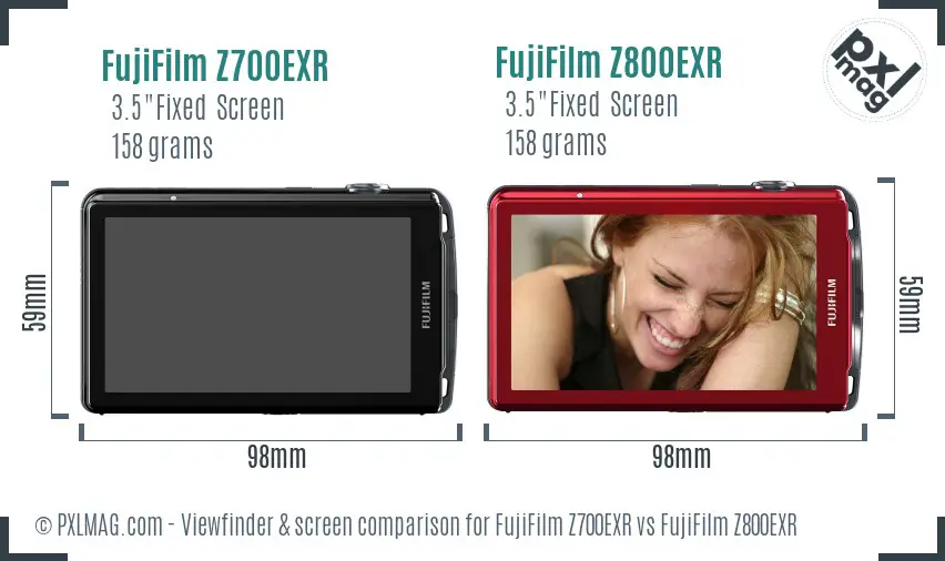 FujiFilm Z700EXR vs FujiFilm Z800EXR Screen and Viewfinder comparison