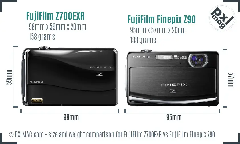 FujiFilm Z700EXR vs FujiFilm Finepix Z90 size comparison