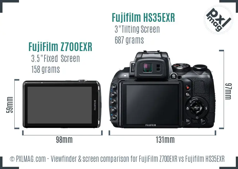 FujiFilm Z700EXR vs Fujifilm HS35EXR Screen and Viewfinder comparison