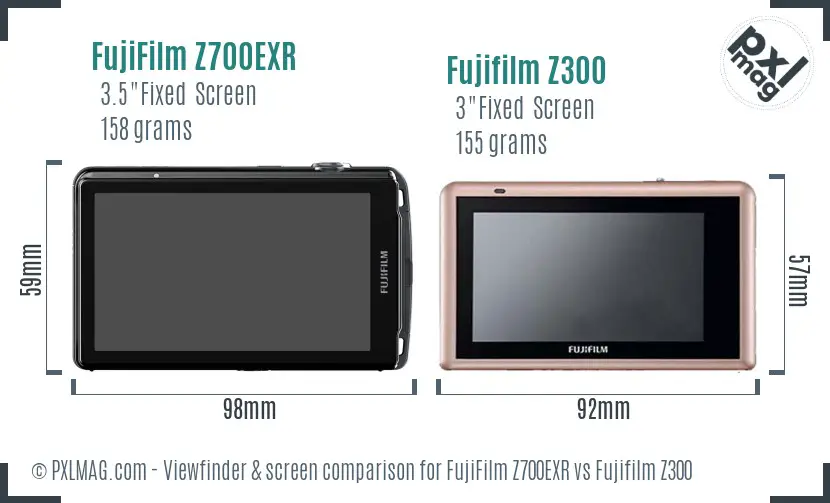 FujiFilm Z700EXR vs Fujifilm Z300 Screen and Viewfinder comparison FujiFilm Z700EXR vs Fujifilm Z300 Screen and Viewfinder comparison