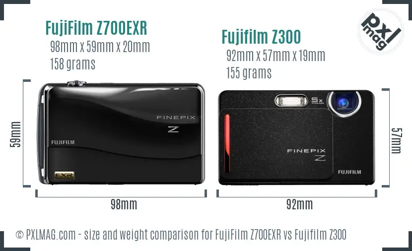FujiFilm Z700EXR vs Fujifilm Z300 size comparison FujiFilm Z700EXR vs Fujifilm Z300 size comparison