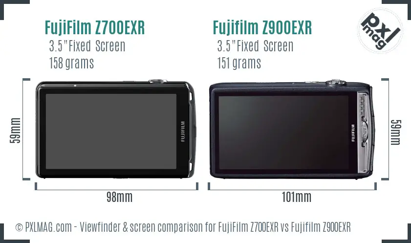 FujiFilm Z700EXR vs Fujifilm Z900EXR Screen and Viewfinder comparison