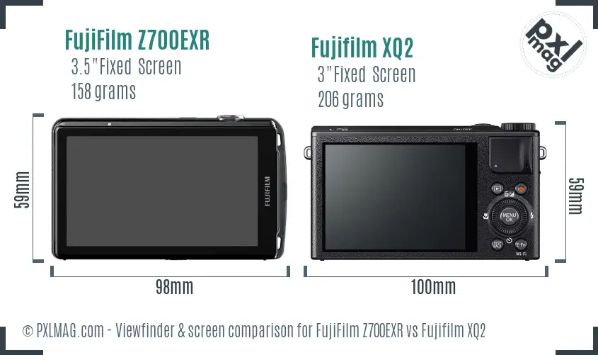 FujiFilm Z700EXR vs Fujifilm XQ2 Screen and Viewfinder comparison