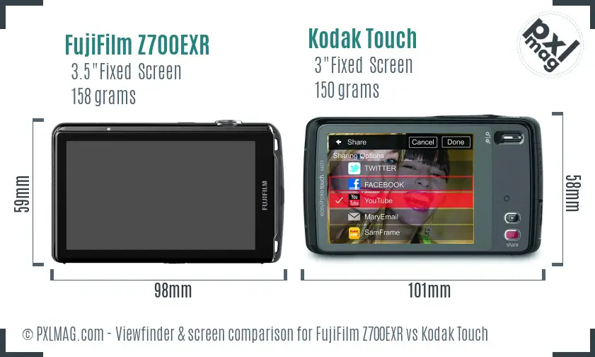 FujiFilm Z700EXR vs Kodak Touch Screen and Viewfinder comparison