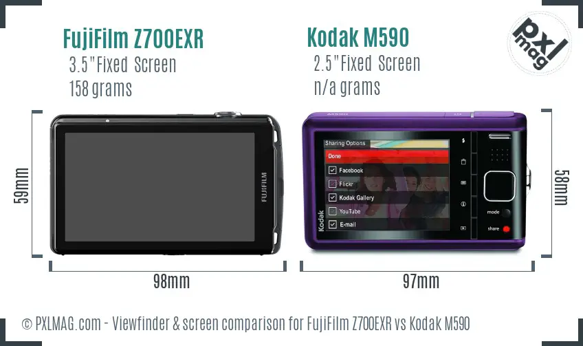 FujiFilm Z700EXR vs Kodak M590 Screen and Viewfinder comparison