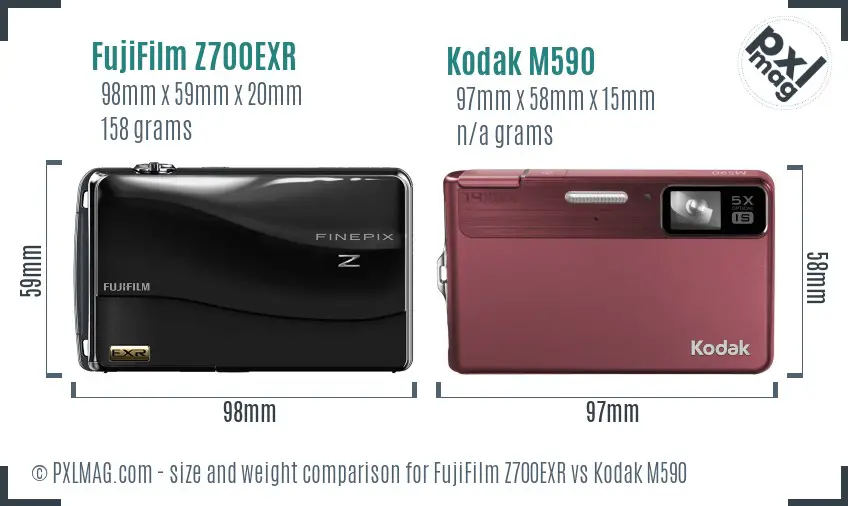 FujiFilm Z700EXR vs Kodak M590 size comparison