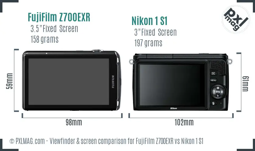 FujiFilm Z700EXR vs Nikon 1 S1 Screen and Viewfinder comparison