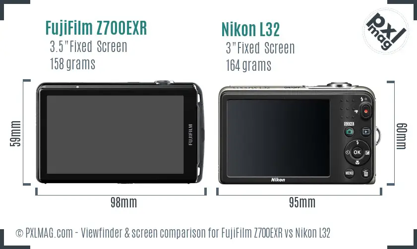 FujiFilm Z700EXR vs Nikon L32 Screen and Viewfinder comparison
