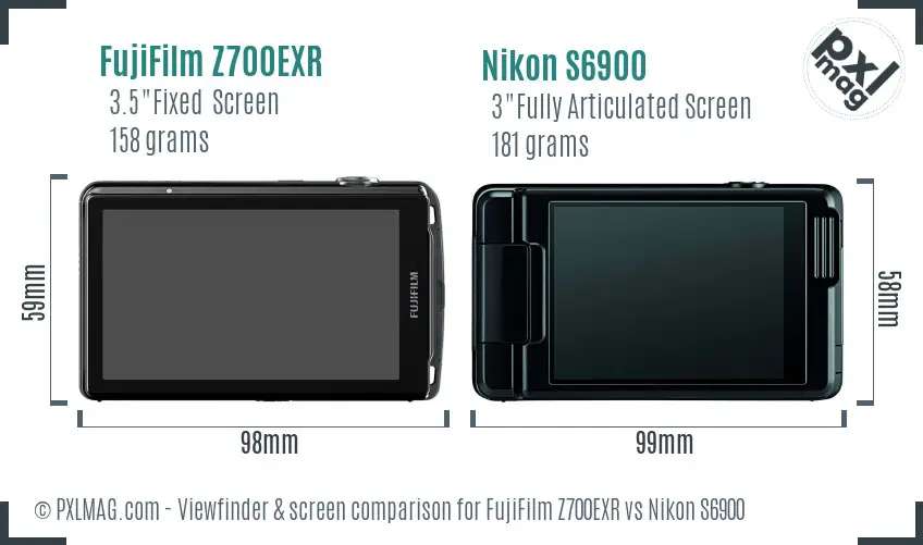 FujiFilm Z700EXR vs Nikon S6900 Screen and Viewfinder comparison