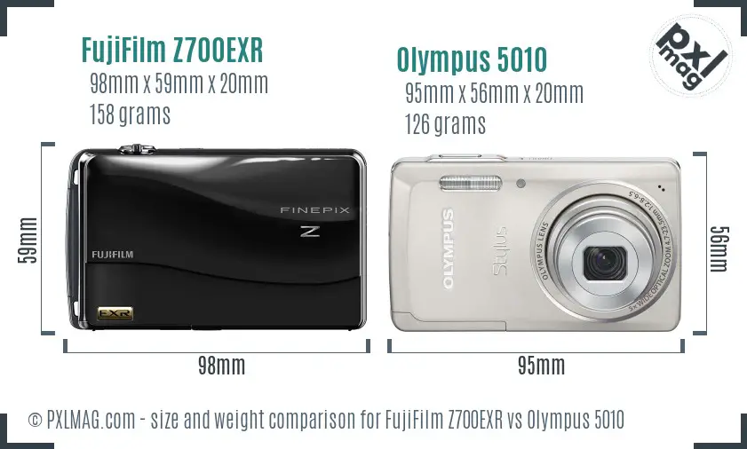 FujiFilm Z700EXR vs Olympus 5010 size comparison