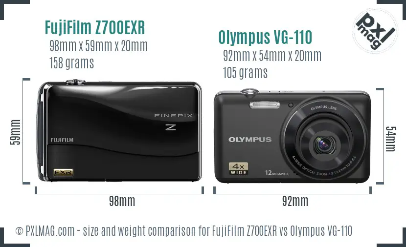 FujiFilm Z700EXR vs Olympus VG-110 size comparison