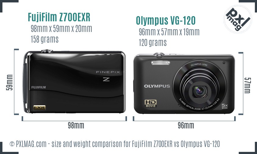FujiFilm Z700EXR vs Olympus VG-120 size comparison