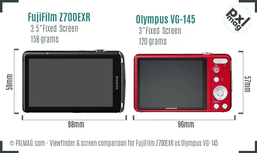 FujiFilm Z700EXR vs Olympus VG-145 Screen and Viewfinder comparison FujiFilm Z700EXR vs Olympus VG-145 Screen and Viewfinder comparison