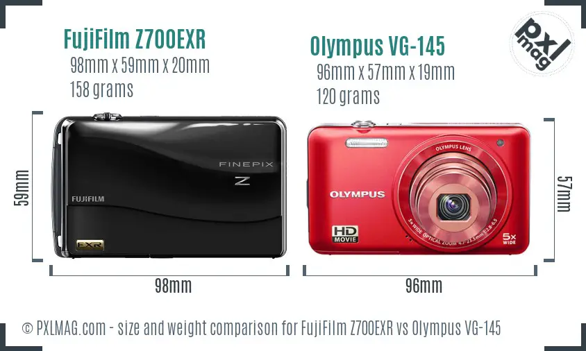 FujiFilm Z700EXR vs Olympus VG-145 size comparison FujiFilm Z700EXR vs Olympus VG-145 size comparison