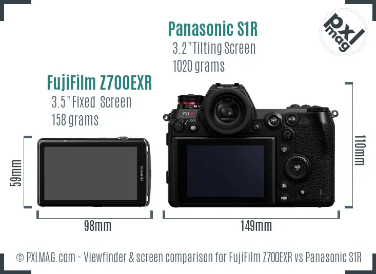 FujiFilm Z700EXR vs Panasonic S1R Screen and Viewfinder comparison