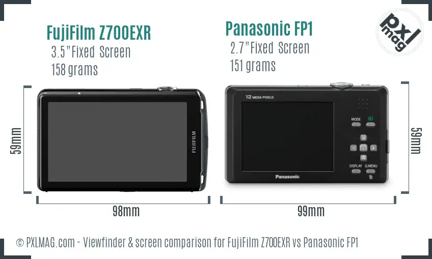 FujiFilm Z700EXR vs Panasonic FP1 Screen and Viewfinder comparison