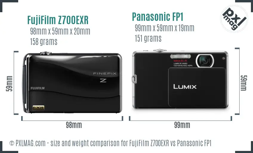 FujiFilm Z700EXR vs Panasonic FP1 size comparison