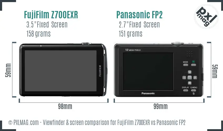 FujiFilm Z700EXR vs Panasonic FP2 Screen and Viewfinder comparison